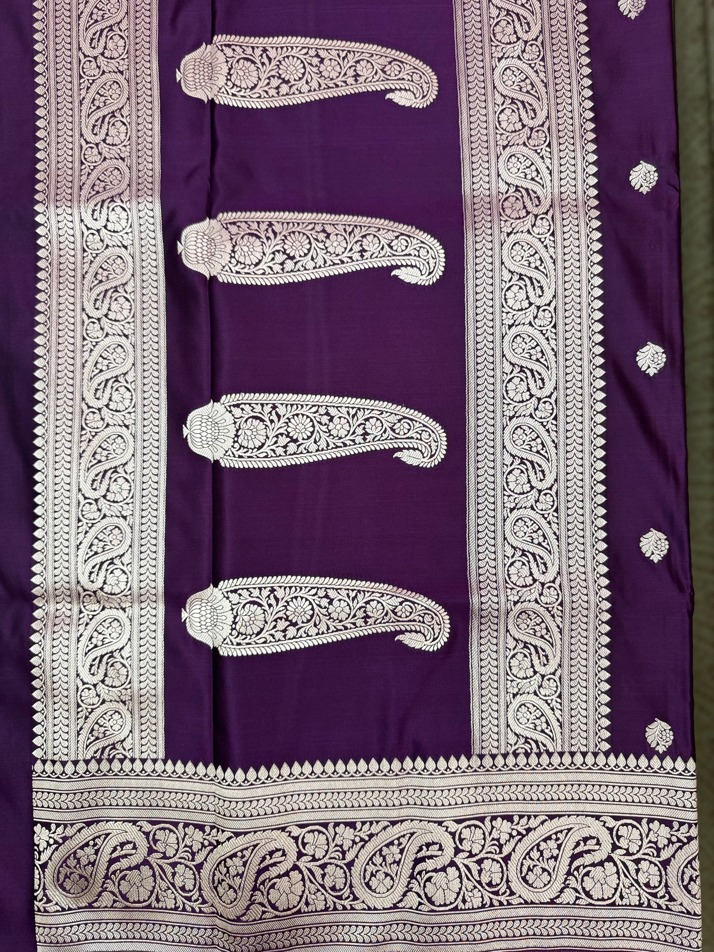 Mashru Silk Phekwa (cutwork) Butidar Design Wine Banarasi Saree