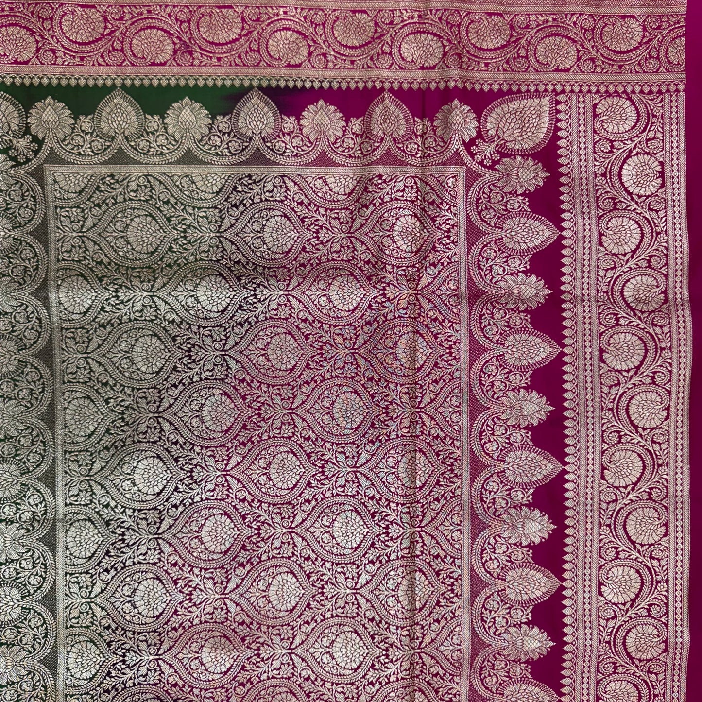 Katan Silk Phekwa Butidar Design Green Banarasi Saree