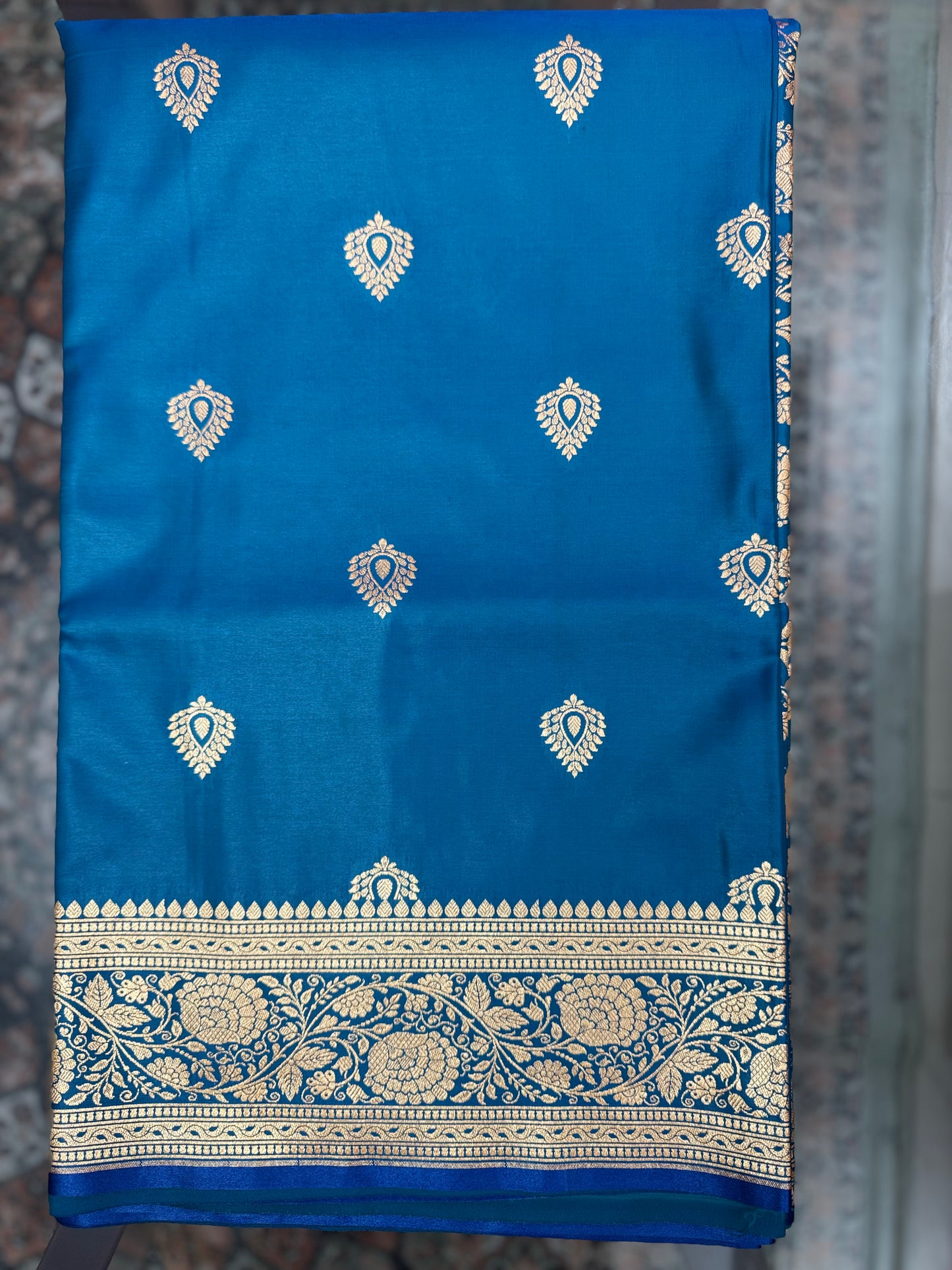 Organza Silk Phekwa Butidar Design Royal Blue Banarasi Saree