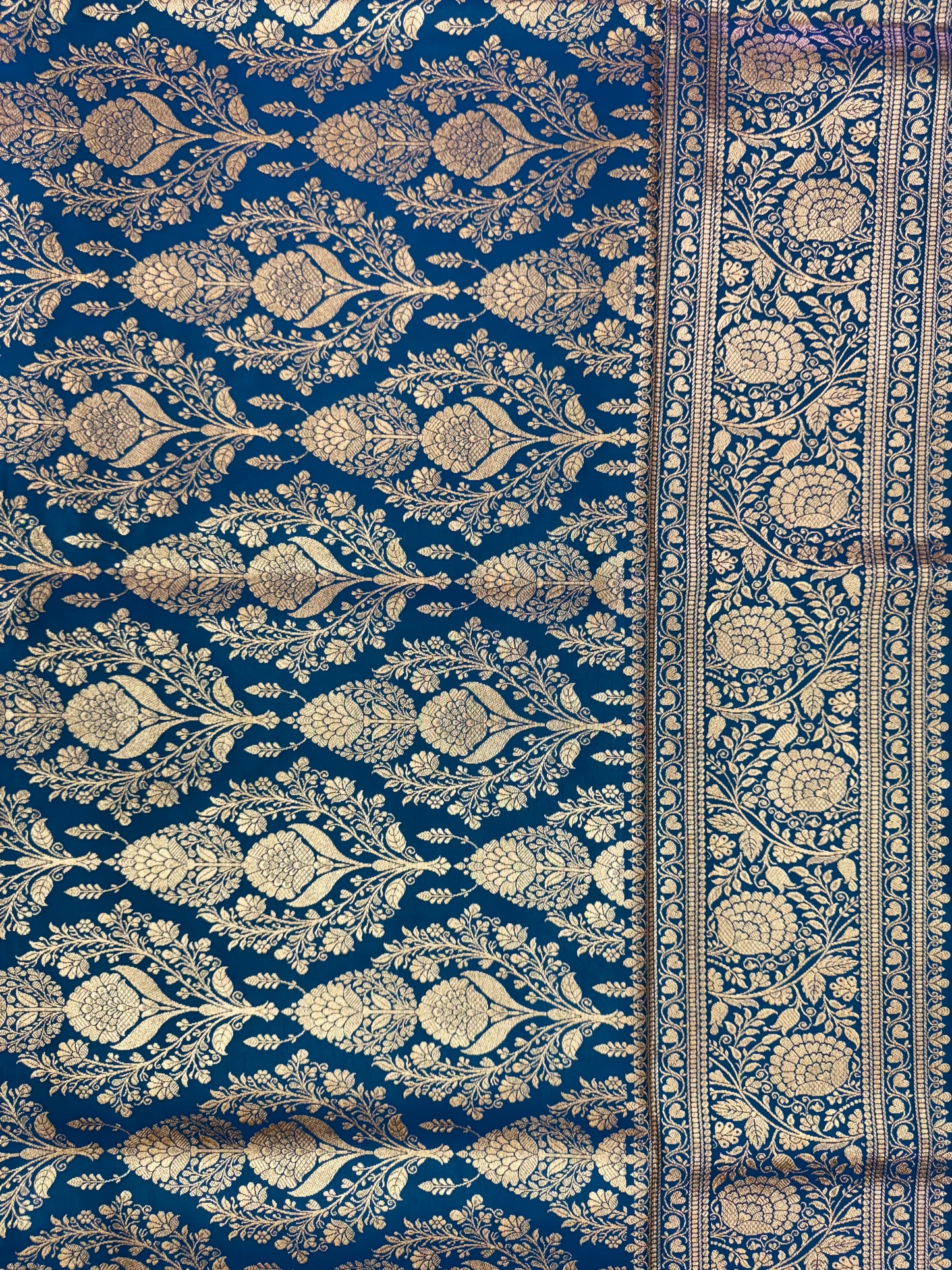 Organza Silk Phekwa Butidar Design Royal Blue Banarasi Saree