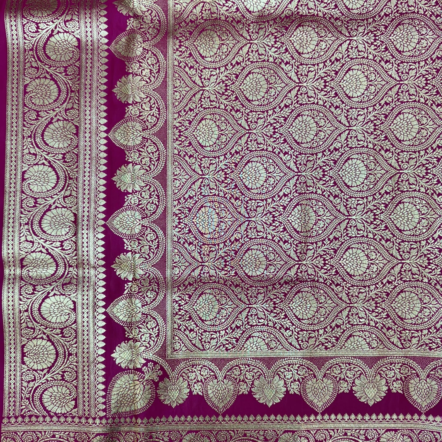 Katan Silk Phekwa Butidar Design Off White Banarasi Saree