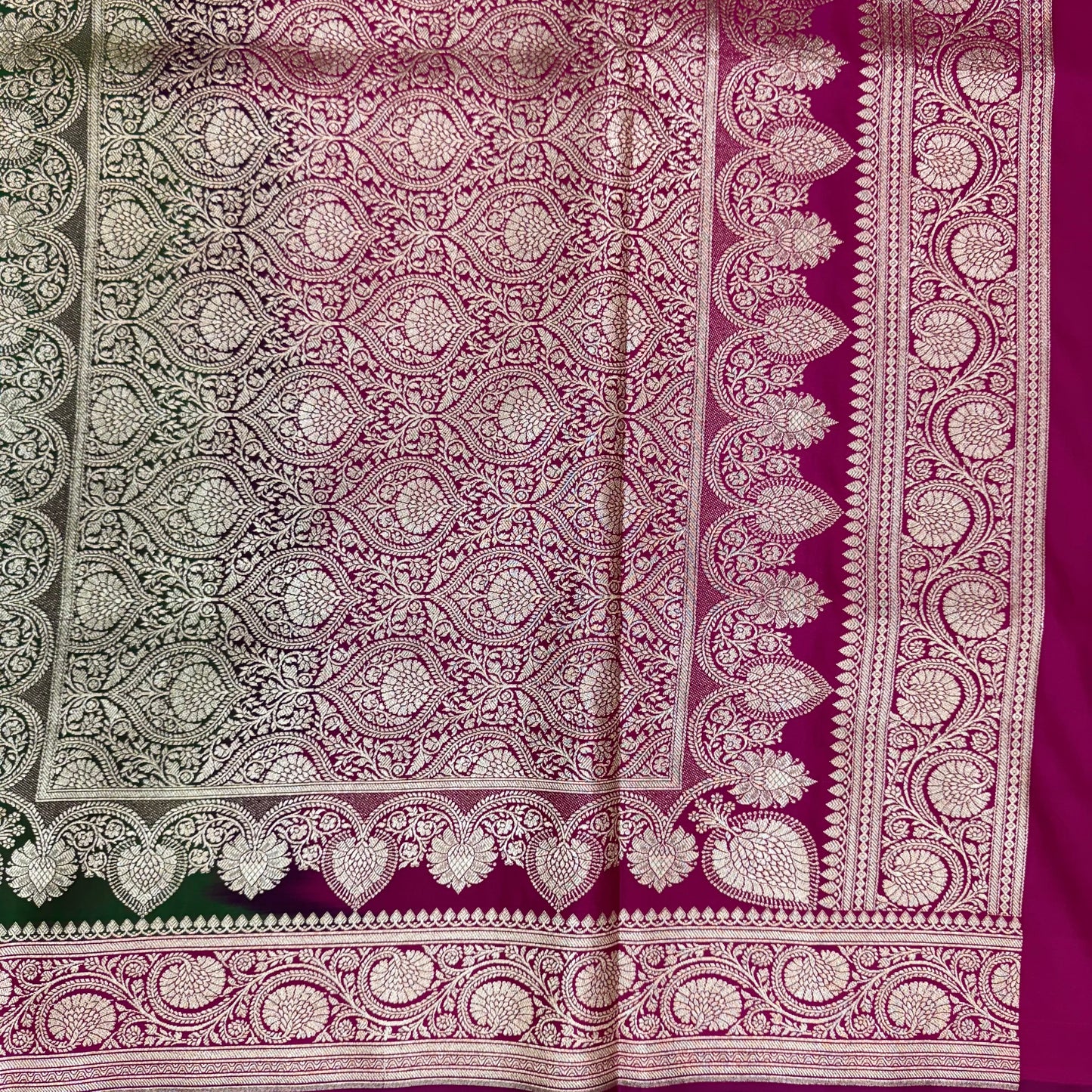 Katan Silk Phekwa Butidar Design Green Banarasi Saree