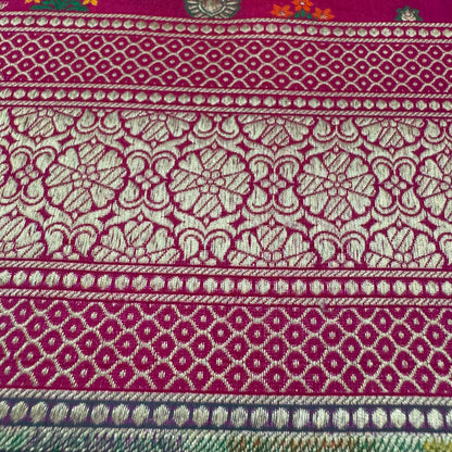 Pure Katan Kadhua Handwoven Butidar Meenakari Red Banasari Saree