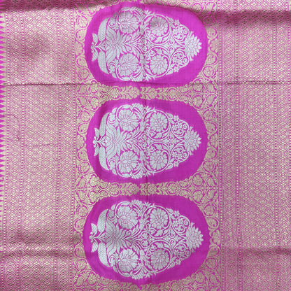 Pure Katan Kadhua Handwoven Jaal Meenakari Pink Banarasi Saree