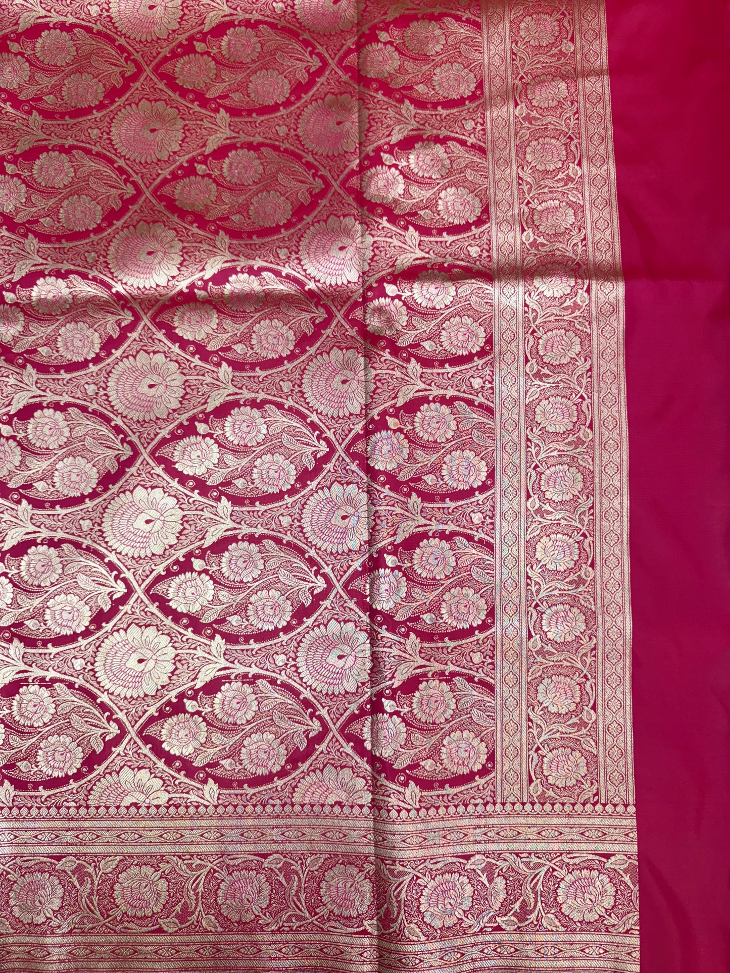 Organza Silk Phekwa Butidar Design Reddish Pink Banarasi Saree