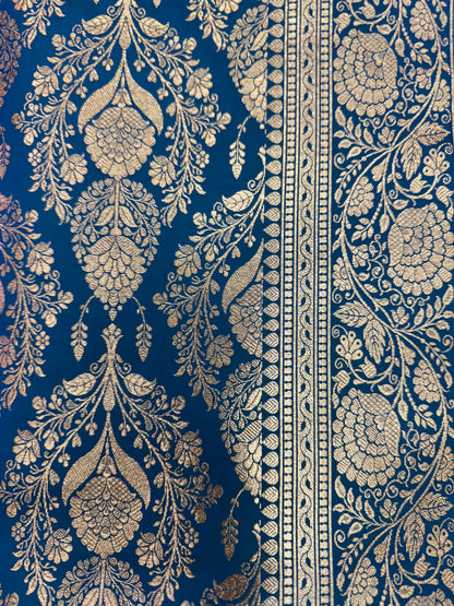 Organza Silk Phekwa Butidar Design Royal Blue Banarasi Saree