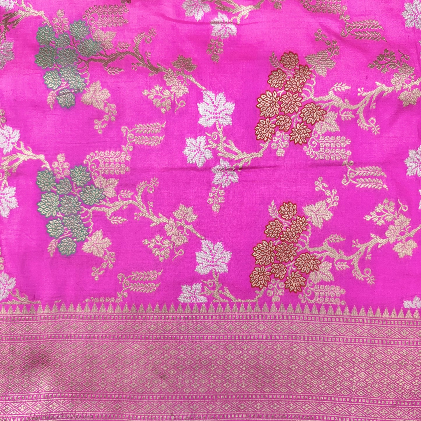 Pure Katan Kadhua Handwoven Jaal Meenakari Pink Banarasi Saree