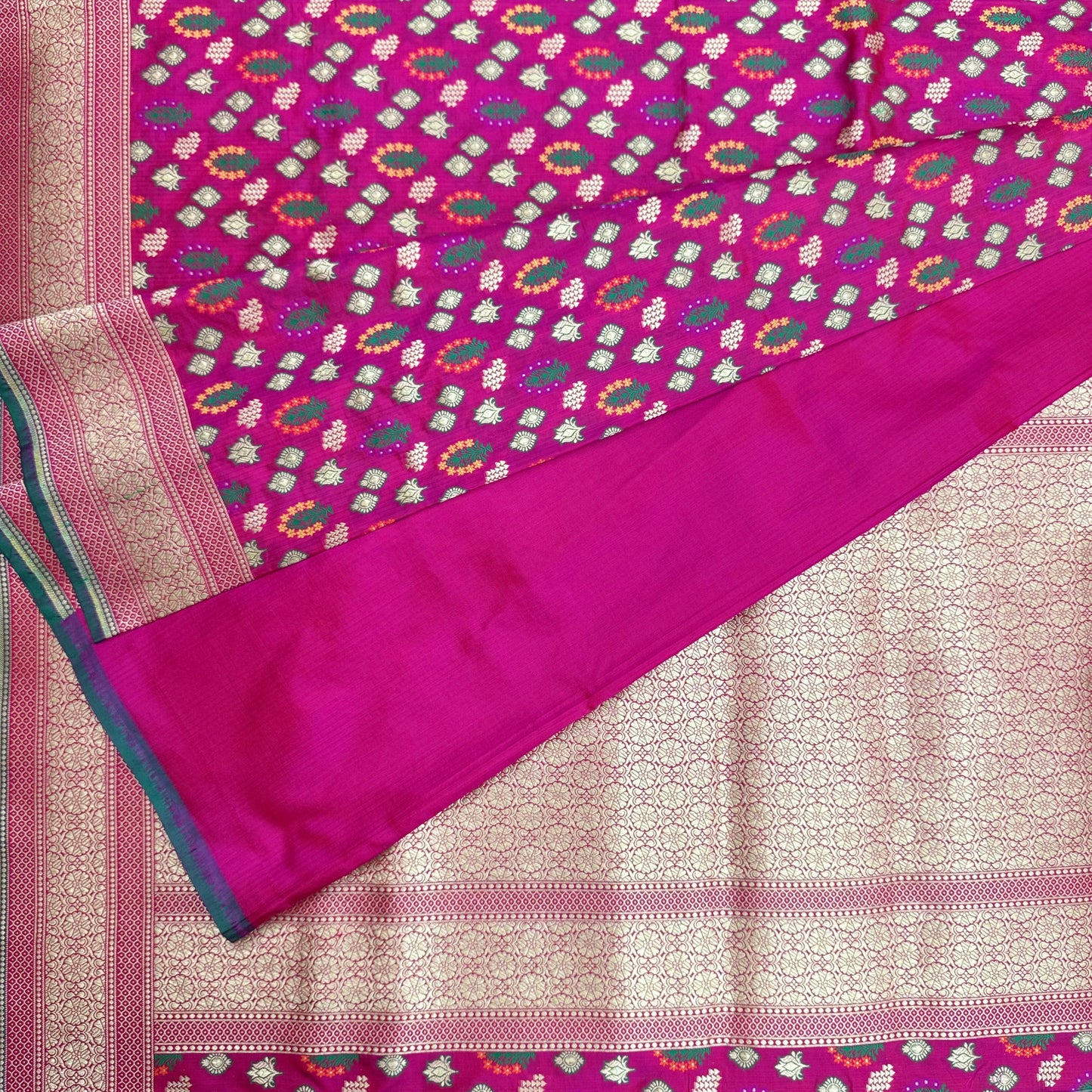 Pure Katan Kadhua Handwoven Butidar Meenakari Red Banasari Saree