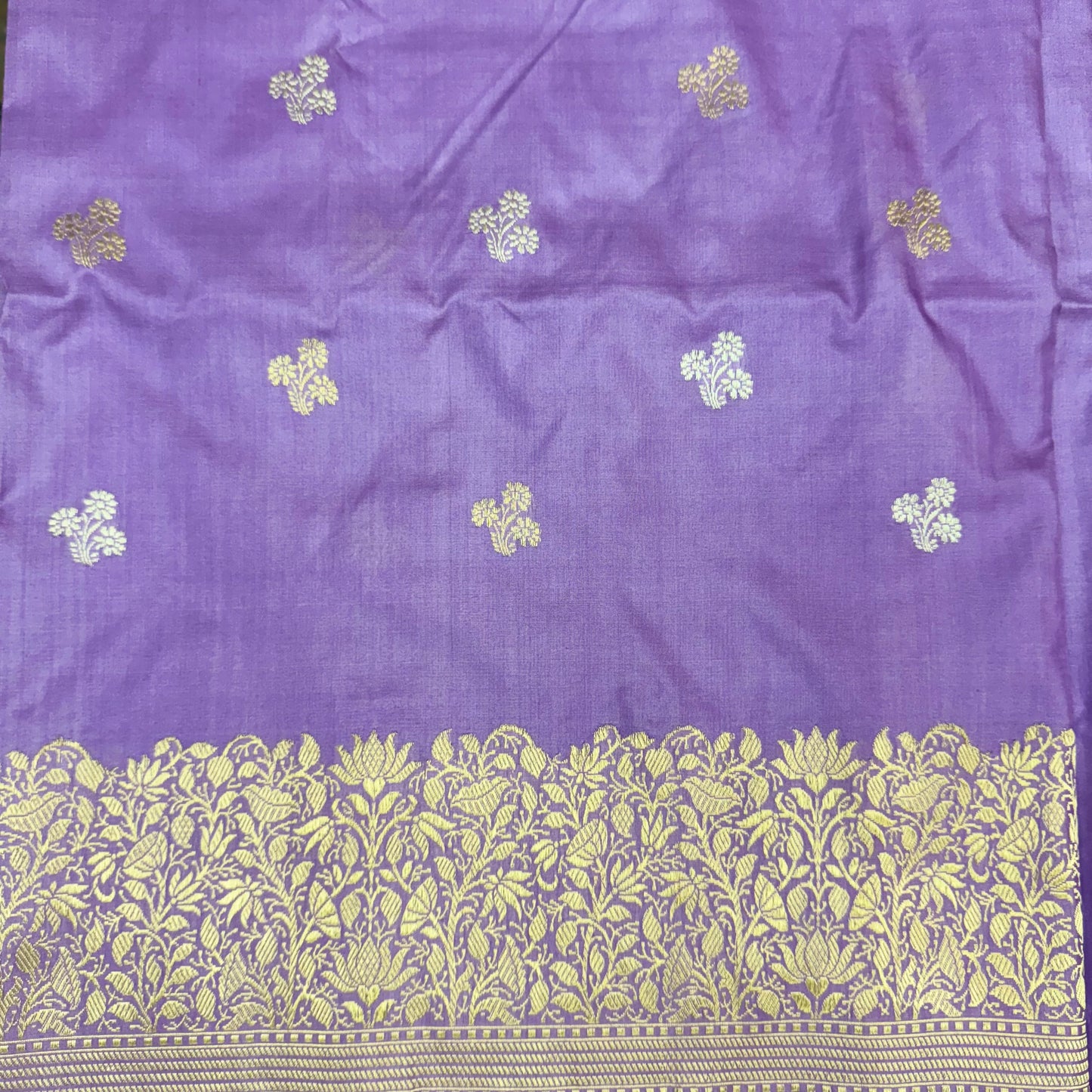 Pure Katan Kadhua Handwoven Butidar Lavendar Banasari Saree