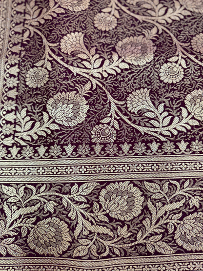 Organza Silk Phekwa Butidar Design Maroon Banarasi Saree