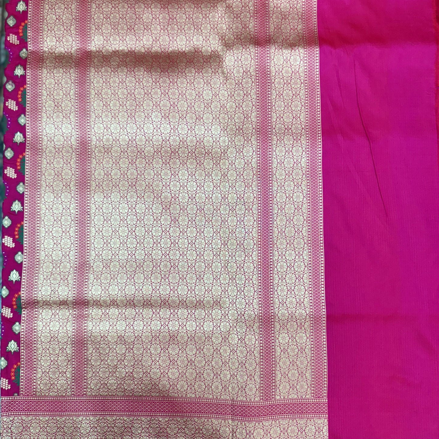 Pure Katan Kadhua Handwoven Butidar Meenakari Red Banasari Saree