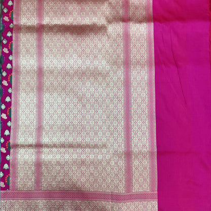 Pure Katan Kadhua Handwoven Butidar Meenakari Red Banasari Saree