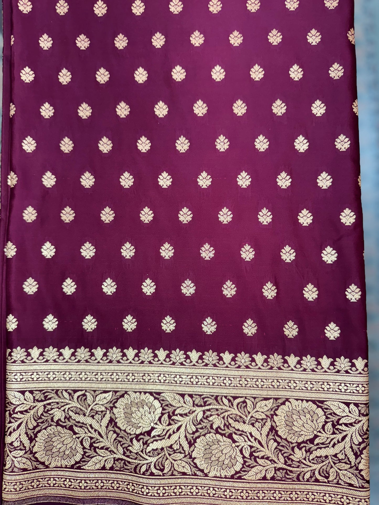 Organza Silk Phekwa Butidar Design Maroon Banarasi Saree