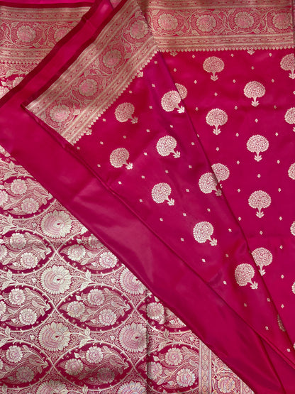 Organza Silk Phekwa Butidar Design Reddish Pink Banarasi Saree