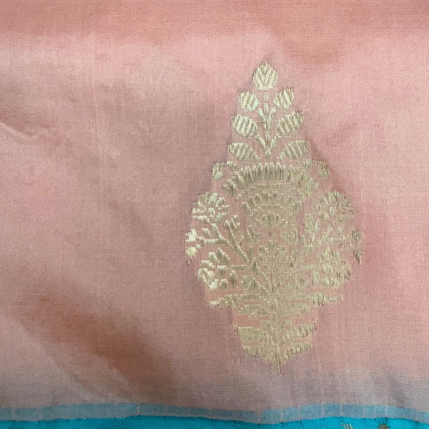 Pure Katan Kadhua Handwoven Butidar Meenakari Border Peach Banasari Saree