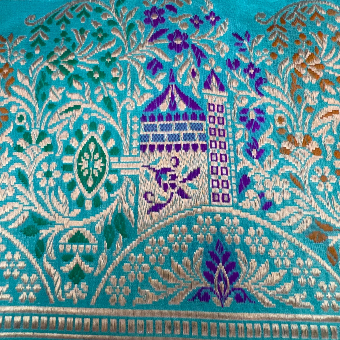 Pure Katan Kadhua Handwoven Butidar Meenakari Border Peach Banasari Saree