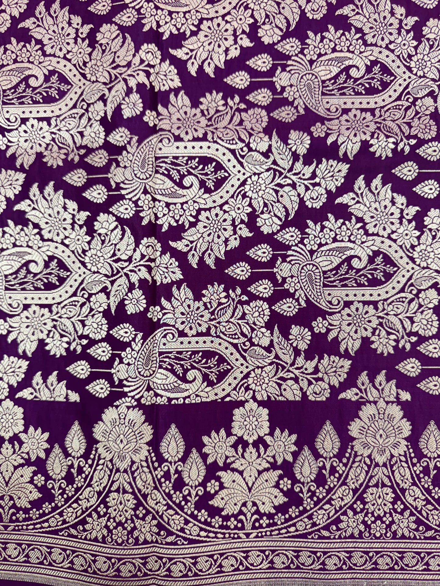 Mashru Silk Phekwa (cutwork) Butidar Design Violet Banarasi Saree