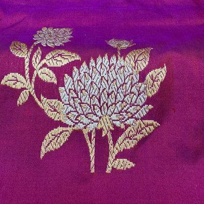 Pure Katan Phekwa Handwoven Butidar Meenakari Magenta Banasari Saree