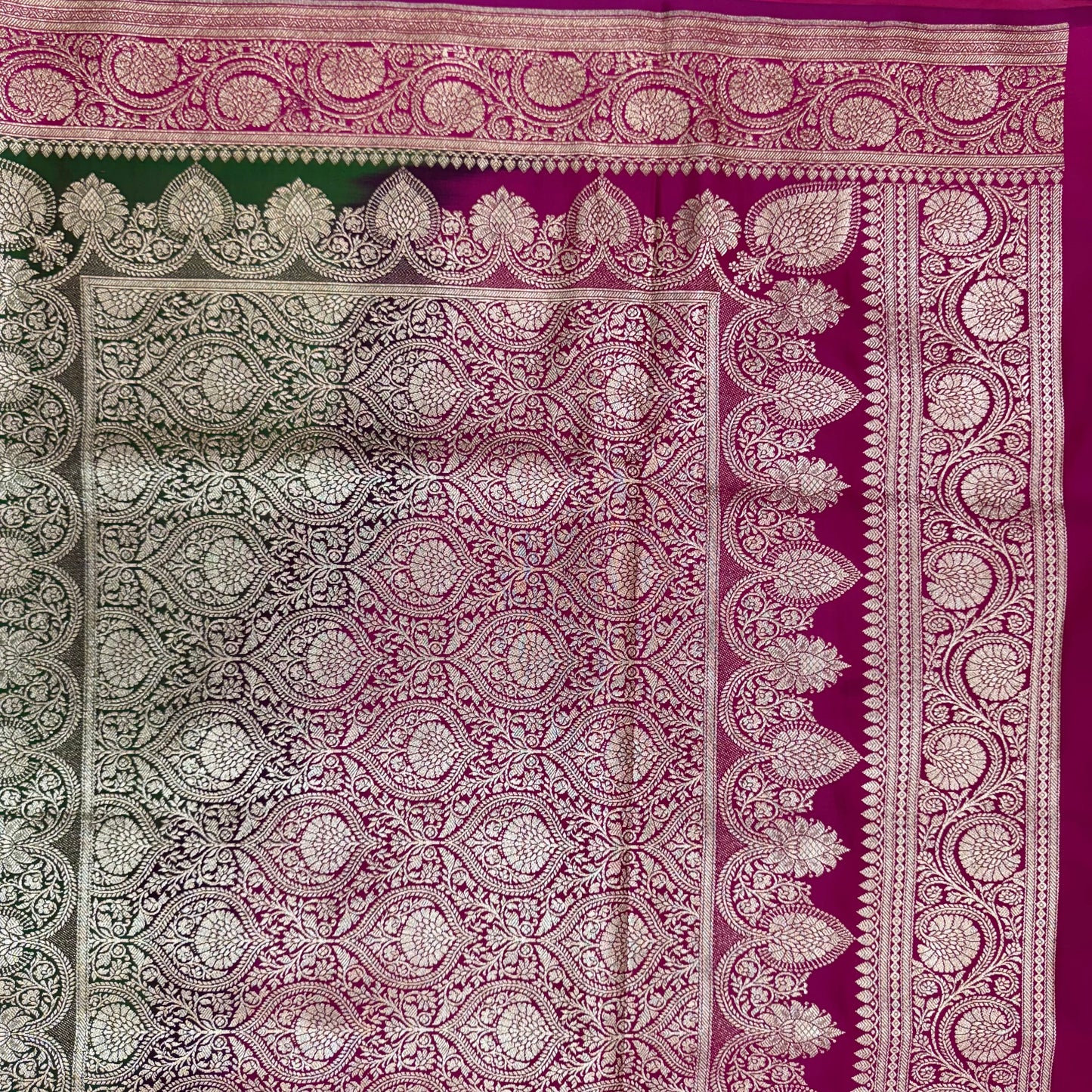 Katan Silk Phekwa Butidar Design Green Banarasi Saree