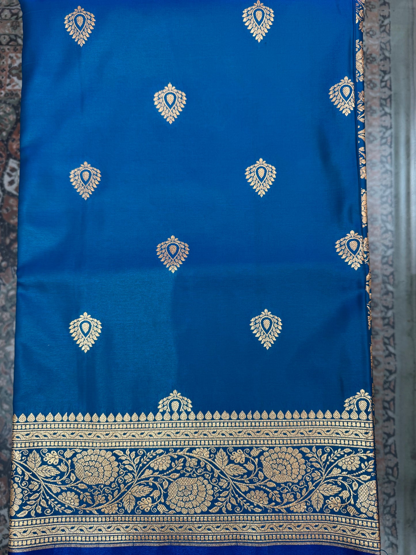 Organza Silk Phekwa Butidar Design Royal Blue Banarasi Saree