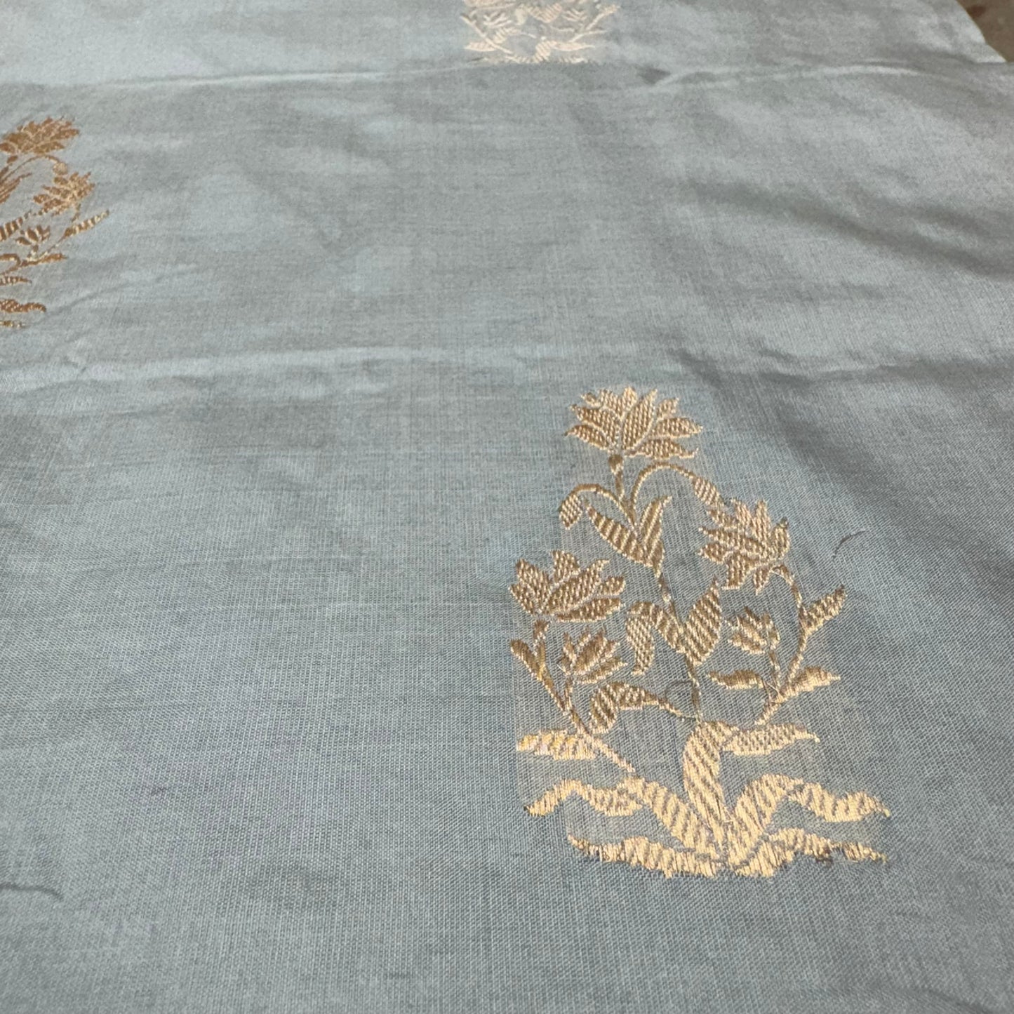 Pure Katan Kadhua Handwoven Butidar Ash Grey Banasari Saree
