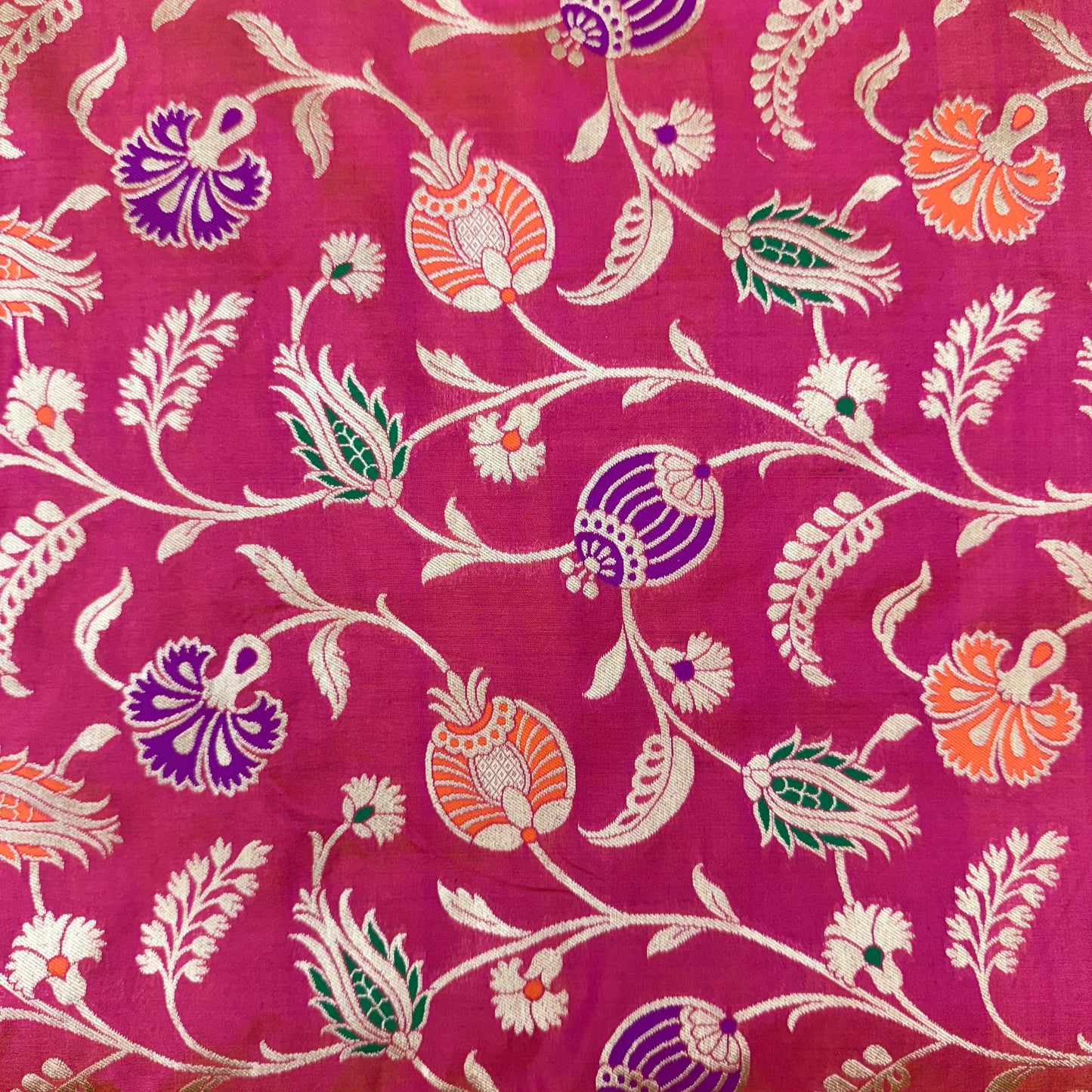 Pure Katan Kadhua Handwoven Jaal Meenakari Coral Pink Banasari Saree