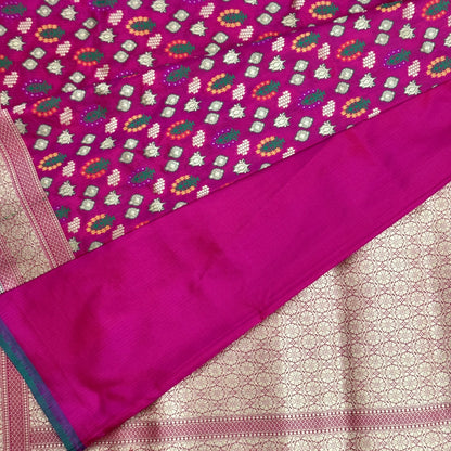 Pure Katan Kadhua Handwoven Butidar Meenakari Red Banasari Saree