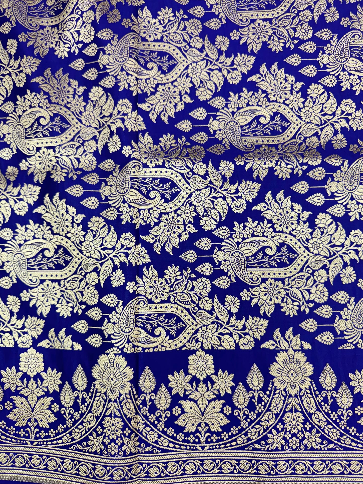 Mashru Silk Phekwa (cutwork) Butidar Design Indigo Banarasi Saree