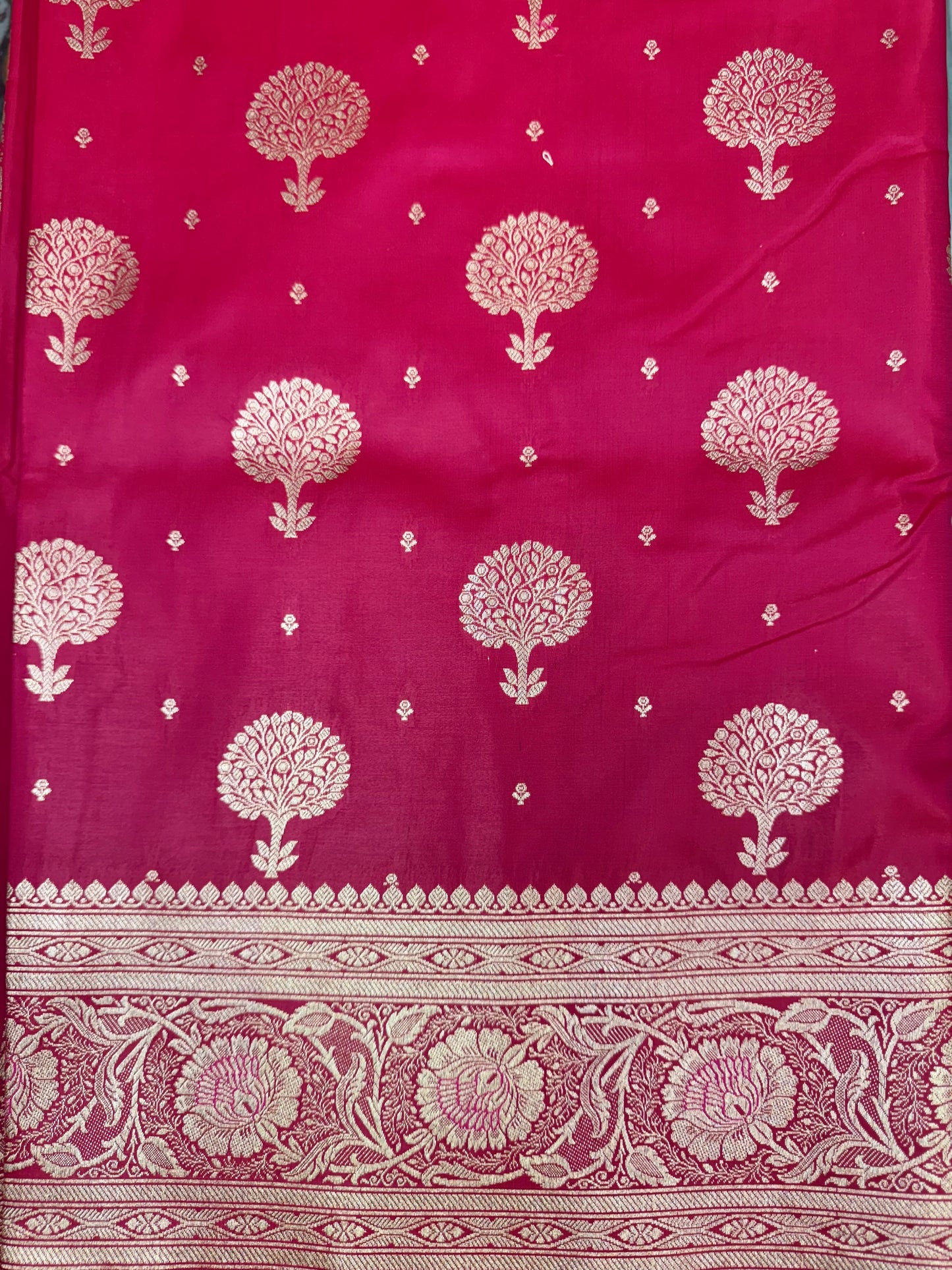 Organza Silk Phekwa Butidar Design Reddish Pink Banarasi Saree