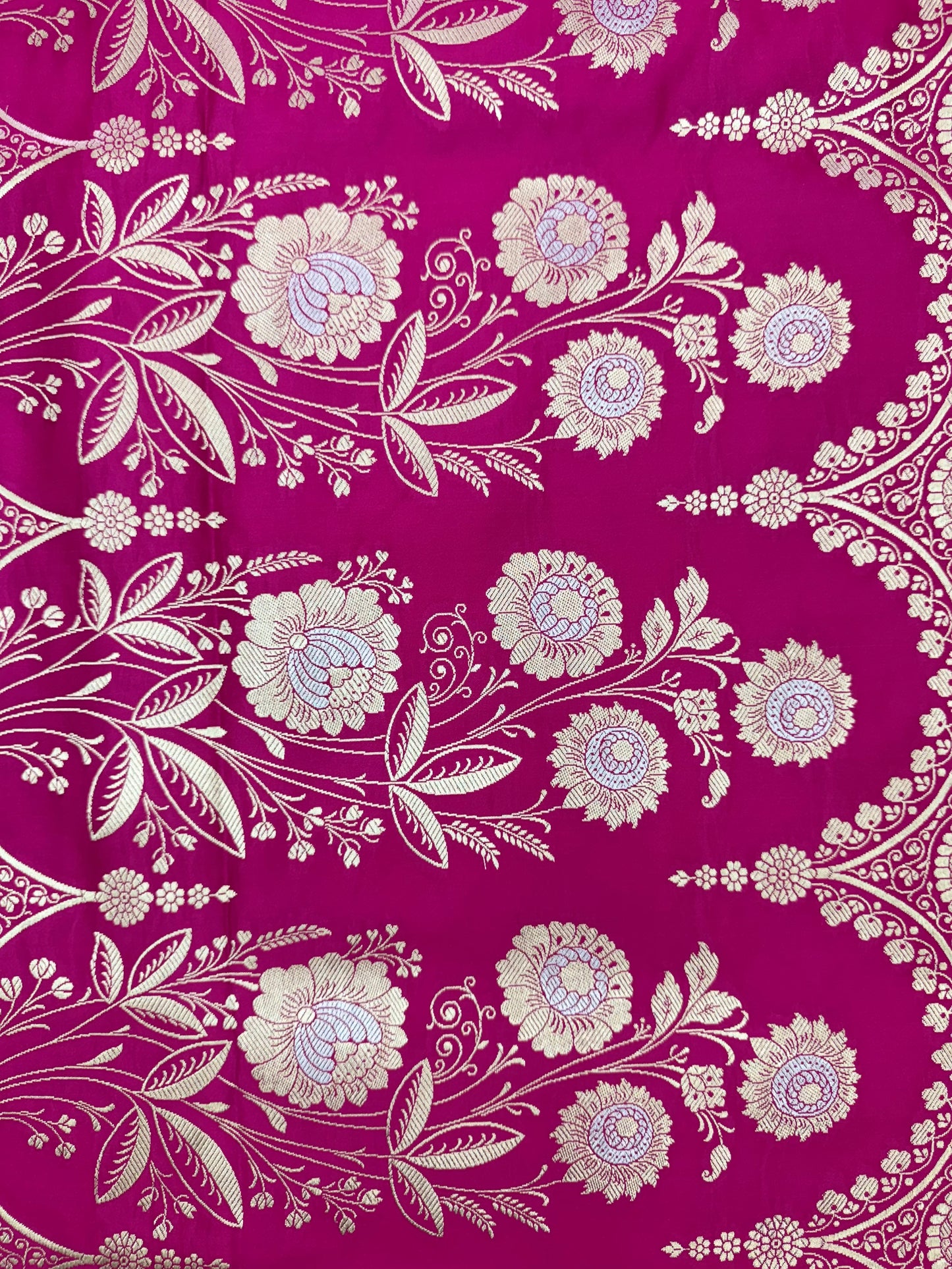 Mashru Silk Phekwa (cutwork) Jaal Meenakari Design Rani Pink Banarasi Saree