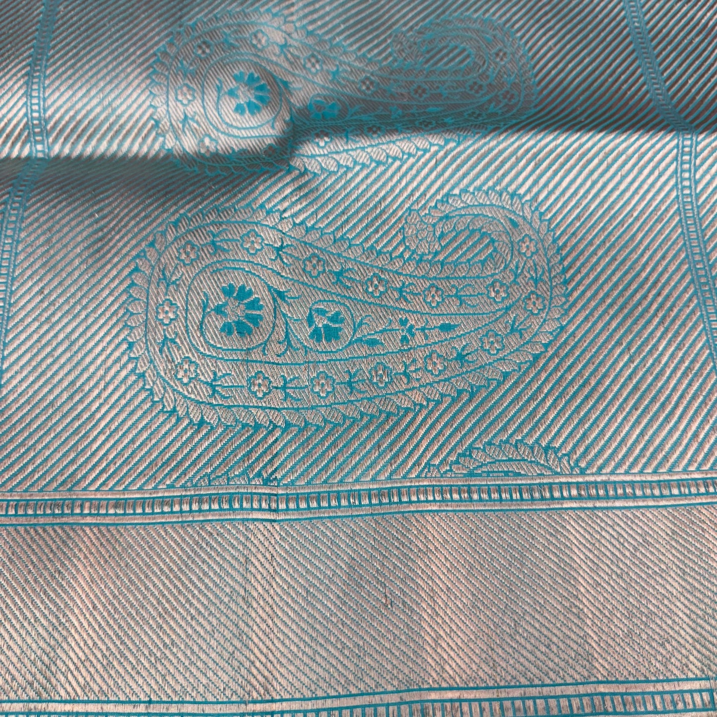 Pure Katan Kadhua Handwoven Butidar Meenakari Border Peach Banasari Saree