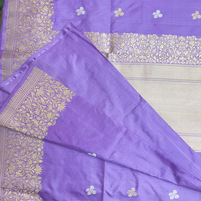 Pure Katan Kadhua Handwoven Butidar Lavendar Banasari Saree
