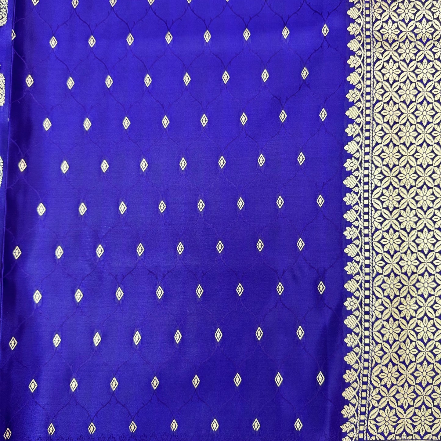 Mashru Silk Phekwa (cutwork) Dual Butidar Design Indigo Banarasi Saree