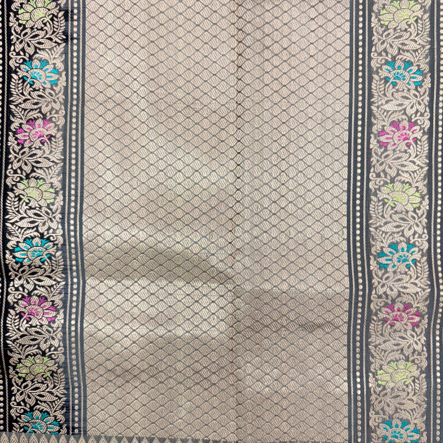 Pure Katan Phekwa Handwoven Butidar Meenakari Border Meenakari Black Banasari Saree