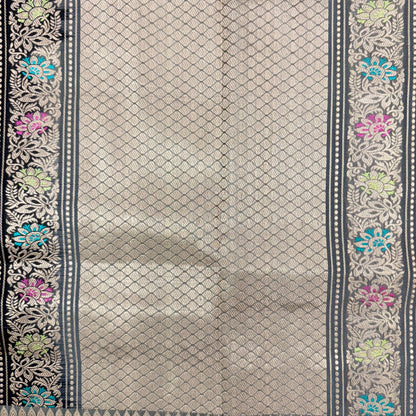 Pure Katan Phekwa Handwoven Butidar Meenakari Border Meenakari Black Banasari Saree