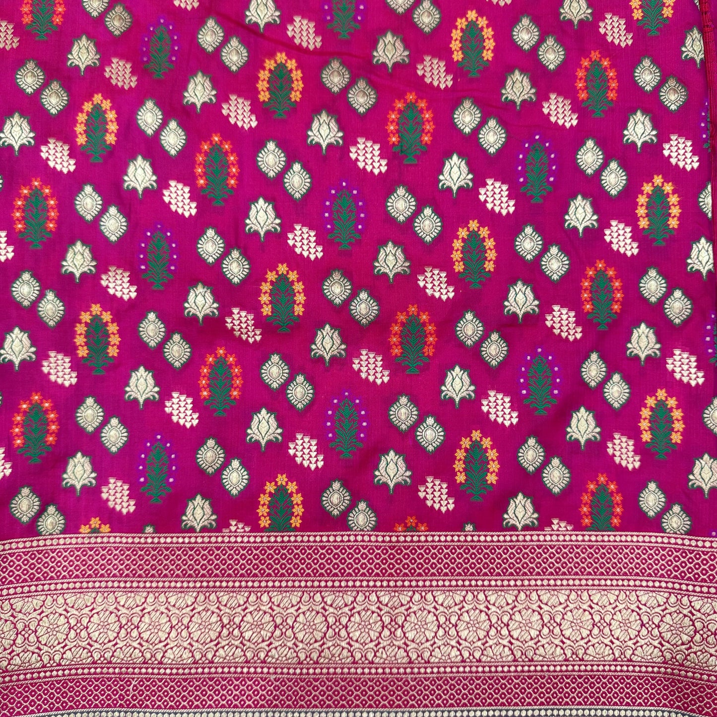 Pure Katan Kadhua Handwoven Butidar Meenakari Red Banasari Saree