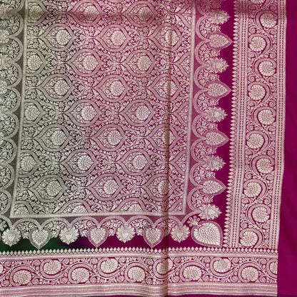 Katan Silk Phekwa Butidar Design Green Banarasi Saree
