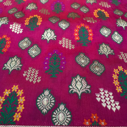 Pure Katan Kadhua Handwoven Butidar Meenakari Red Banasari Saree