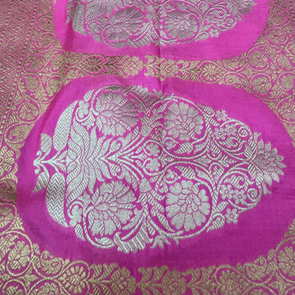 Pure Katan Kadhua Handwoven Jaal Meenakari Pink Banarasi Saree