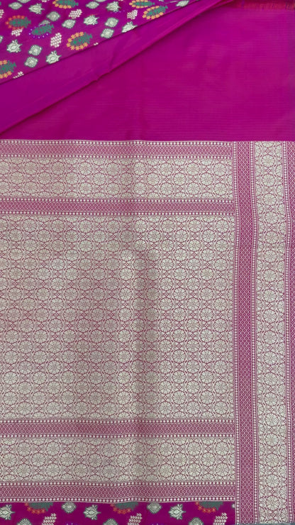 Pure Katan Kadhua Handwoven Butidar Meenakari Red Banasari Saree